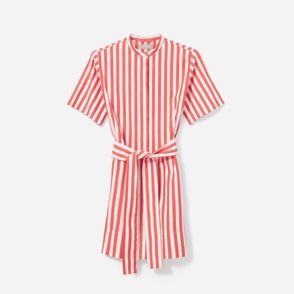 red and white striped shirt dress